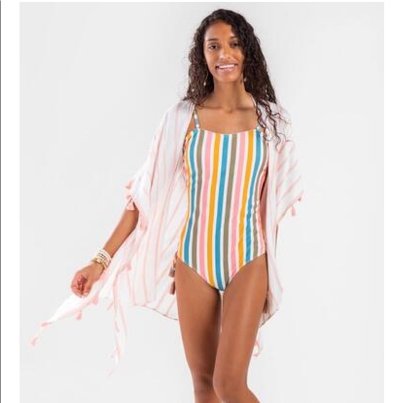 Lightweight Striped Tassel Kimono NWT - Picture 2 of 16